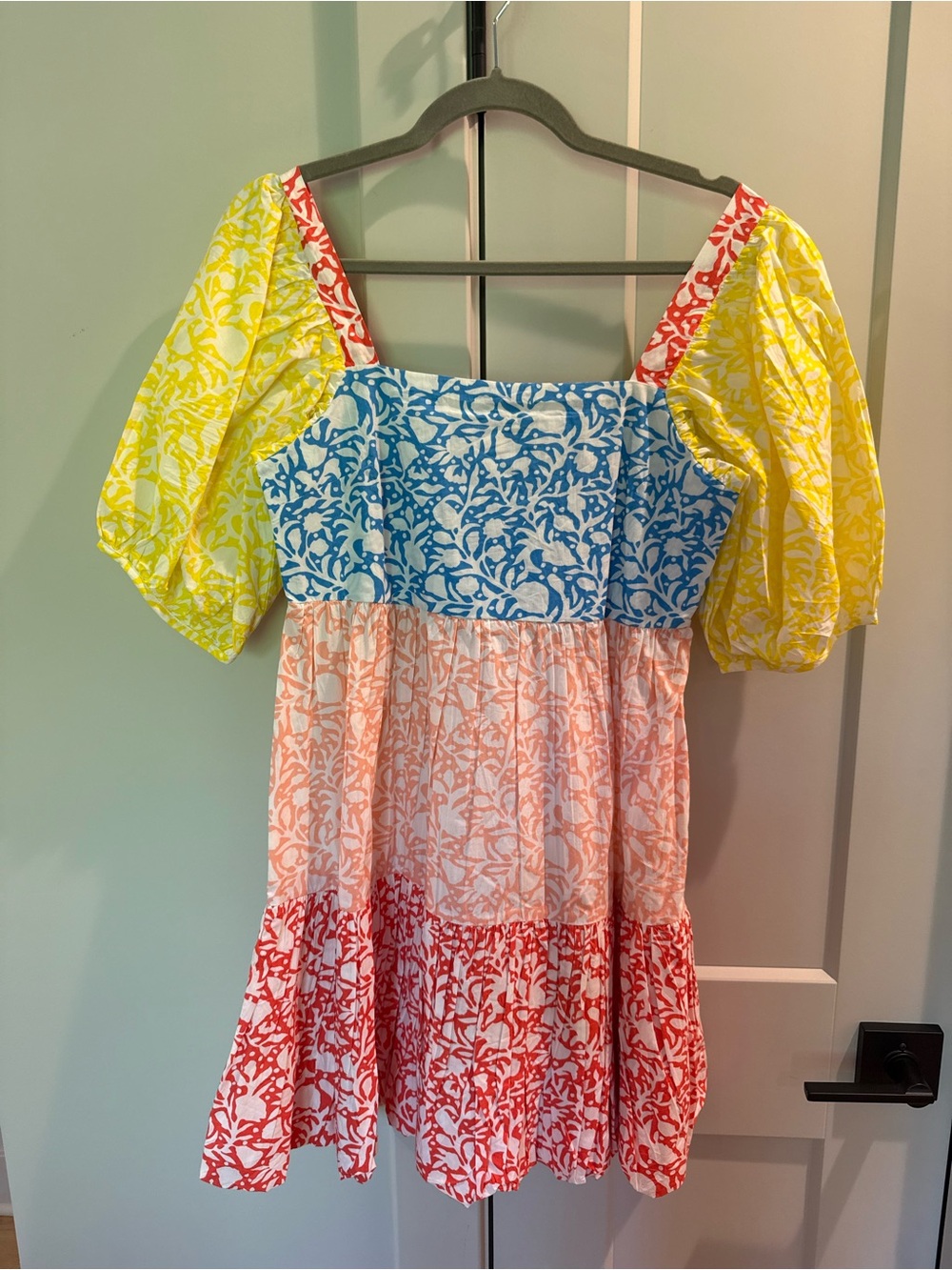 Oliphant Women’s Colorblock Floral Puff-Sleeve Dress - Multicolor
